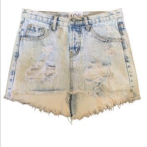 Vintage Look One Teaspoon Acid Wash Mini Skirt